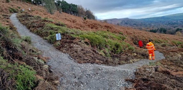 The work to resurface the path from the Cow and Calf Rocks down to Cowpasture Road and to Backstone Beck has now been completed